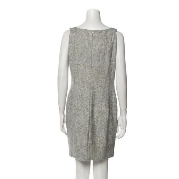 St John Dress 8 Sleeveless Tweed Knit Silk Lined Sheath Linen Blend Back Zip - Picture 3 of 8